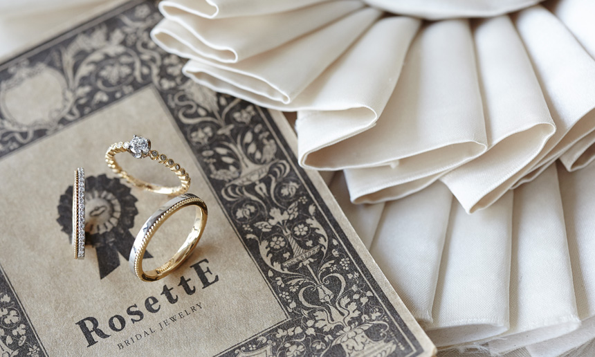 泉州でかわいいクラシカルな結婚指輪のロゼット