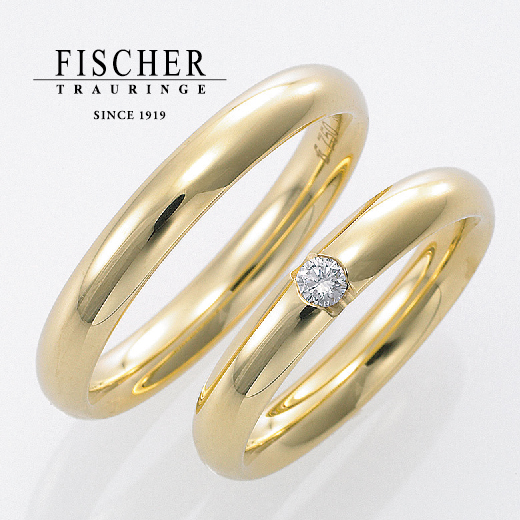 和歌山のシンプルな結婚指輪で人気なフィッシャーゴールドのリング