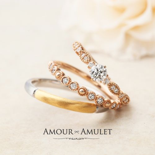 アムールアミュレットで人気のミル打ちの婚約指輪デザイン①