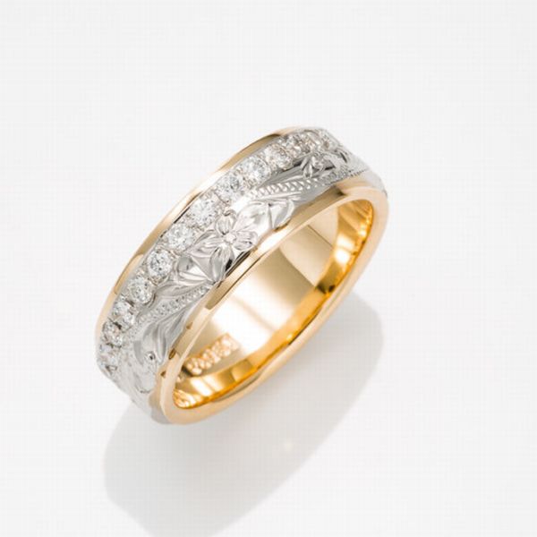 ハワイアンジュエリーマイレの大阪で人気エタニティ結婚指輪デザインTwotone Royal Eternity Ring