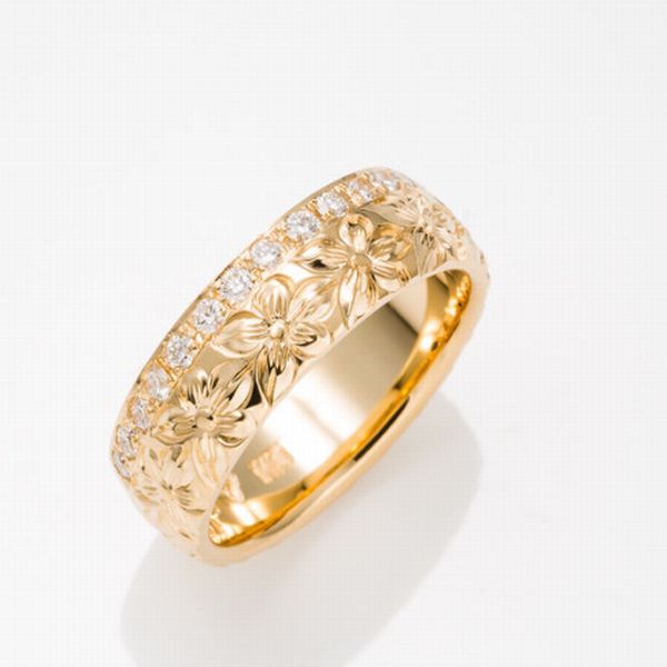 ハワイアンジュエリーマイレの大阪で人気結婚指輪彫りデザインRoyal Eternity Ring / ロイヤルエタニティリング