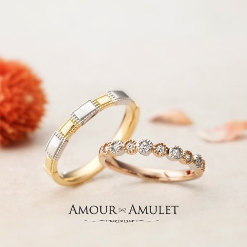 大阪でおすすめ！アムールアミュレットミル打ちデザインの婚約指輪・結婚指輪４