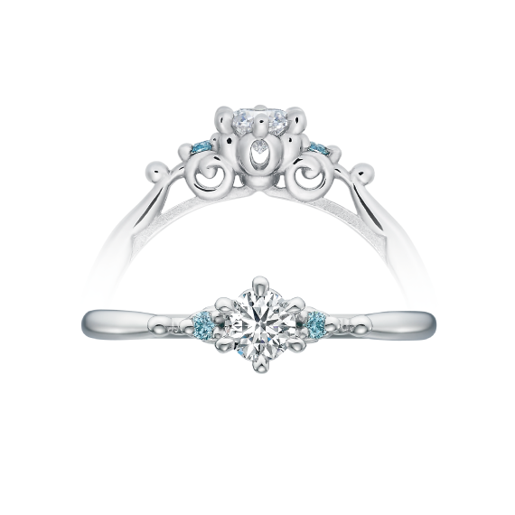 ディズニープリンセスシリーズシンデレラ婚約指輪正面・側面