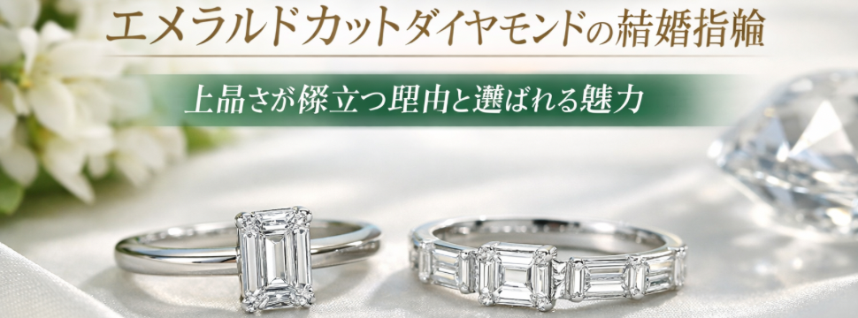 エメラルドカットダイヤモンドの結婚指輪|上品さが際立つ理由と選ばれる魅力10代で結婚を考えるふたりへ|後悔しない結婚指輪・婚約指輪の選び方