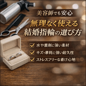 【2026年版】美容師の結婚指輪はどう選ぶ？水・薬剤に強い素材と仕事中の着用ルールを解説