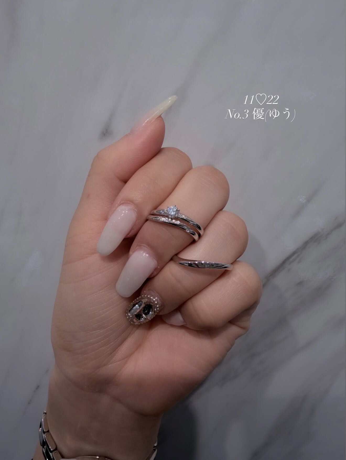 iifuufu bridal（いい夫婦ブライダル）の婚約指輪と結婚指輪の重ね付け