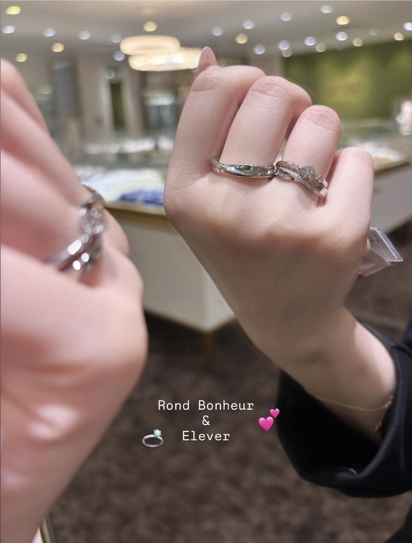 Mariage ent(マリアージュエント)の婚約指輪と結婚指輪の重ね付け