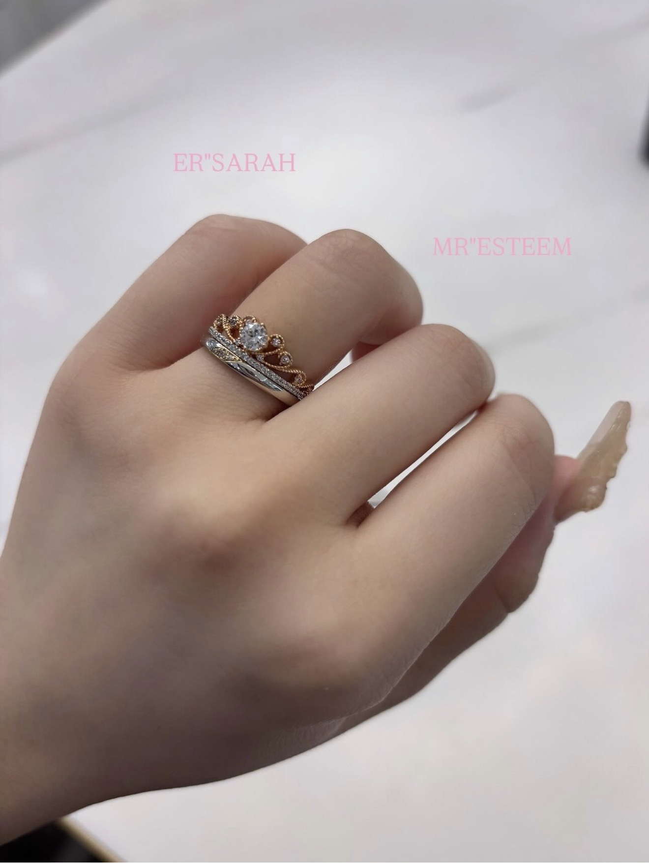 MILK&Strawberry（ミルク&ストロベリー）の婚約指輪と結婚指輪の重ね付け